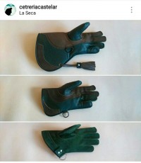 guantes en tonos marrón y verde. Como podéis apreciar en las fotos.